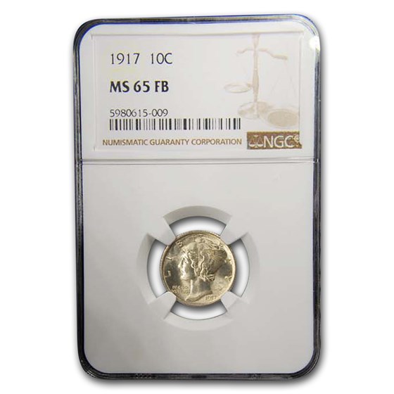 1917 Mercury Dime MS-65 NGC (FB) 1917 Mercury Dime MS-65 NGC (FB)